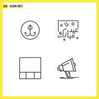4 User Interface Line Pack of modern Signs and Symbols of decoy grid sport typography bullhorn Editable Vector Design Elements