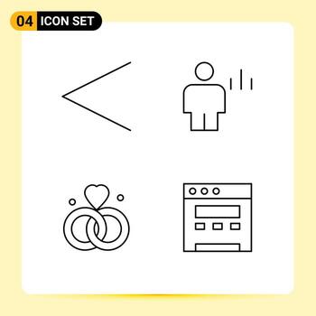 paquete de interfaz de usuario de 4 colores planos básicos de línea de llenado de gráficos de análisis de anillos de flecha elementos de diseño vectorial editables de boda vector