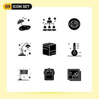 9 Creative Icons Modern Signs and Symbols of box light vision desk lamp look Editable Vector Design Elements