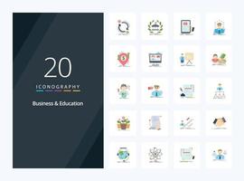 20 Business And Education Flat Color icon for presentation vector