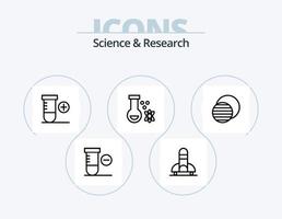 paquete de iconos de línea científica 5 diseño de iconos. espacio. peligro. ciencia. barril. espacio vector