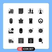 Modern Set of 16 Solid Glyphs Pictograph of baby laboratory report hospital health Editable Vector Design Elements