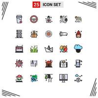 25 Universal Filled line Flat Colors Set for Web and Mobile Applications experiment plug oil electricity concept Editable Vector Design Elements