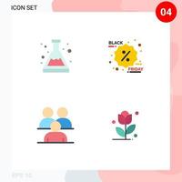 Group of 4 Modern Flat Icons Set for acid conference study label group Editable Vector Design Elements