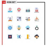 Universal Icon Symbols Group of 16 Modern Flat Colors of cap storage device photography sd card memory chip Editable Pack of Creative Vector Design Elements