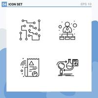 Modern Set of 4 Filledline Flat Colors and symbols such as biophysics digital physical science hierarchical structure file Editable Vector Design Elements