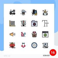 paquete de interfaz de usuario de 16 líneas básicas rellenas de color plano de elementos de diseño de vectores creativos editables de estado de corrección de forma