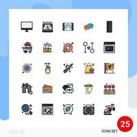 Group of 25 Modern Filled line Flat Colors Set for dialogue chatting notice chat touch Editable Vector Design Elements