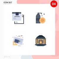 Modern Set of 4 Flat Icons and symbols such as box blueprint logistic bottle map Editable Vector Design Elements