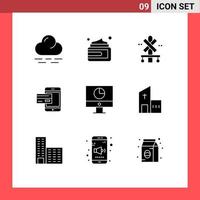 paquete de iconos de vector de stock de 9 signos y símbolos de línea para elementos de diseño de vector editables de banco de tarjeta de crédito de dinero
