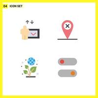 Mobile Interface Flat Icon Set of 4 Pictograms of education control map earth toggle Editable Vector Design Elements