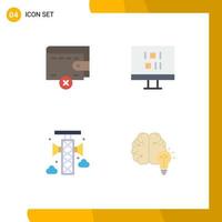 Pack of 4 Modern Flat Icons Signs and Symbols for Web Print Media such as delete loudspeaker computer announcement business Editable Vector Design Elements