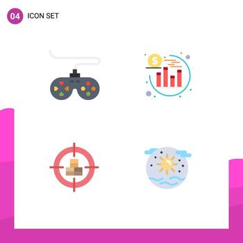 4 paquete de iconos planos de interfaz de usuario de signos y símbolos modernos del joystick del producto del controlador seo elementos de diseño vectorial editables de san valentín vector