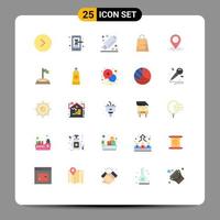 Set of 25 Commercial Flat Colors pack for corner location syringe gps market Editable Vector Design Elements