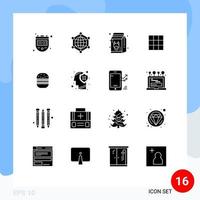 Set of 16 Modern UI Icons Symbols Signs for sets gallery internet feed healthy Editable Vector Design Elements