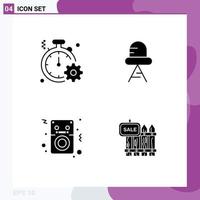 Set of 4 Commercial Solid Glyphs pack for business songs quick led player Editable Vector Design Elements