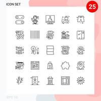 Modern Set of 25 Lines and symbols such as shopping hand communication ecommerce email Editable Vector Design Elements