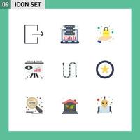 Pictogram Set of 9 Simple Flat Colors of fashion strategy present insight business Editable Vector Design Elements