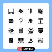 conjunto de 16 iconos de interfaz de usuario modernos signos de símbolos para elementos de diseño vectorial editables de termómetro de proceso seguro de café chip vector