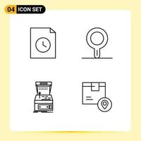 Pack of 4 creative Filledline Flat Colors of document machine kitchen arcade box Editable Vector Design Elements