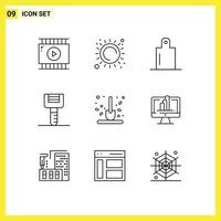 Pack of 9 Modern Outlines Signs and Symbols for Web Print Media such as scoop farm food autumn peeler Editable Vector Design Elements