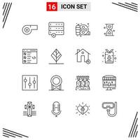 User Interface Pack of 16 Basic Outlines of development coding hobby check hour Editable Vector Design Elements