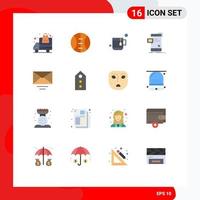Set of 16 Modern UI Icons Symbols Signs for military email tea mail mail Editable Pack of Creative Vector Design Elements