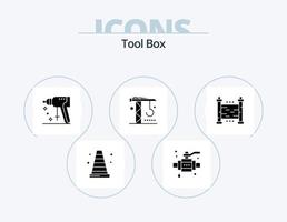 Tools Glyph Icon Pack 5 Icon Design. security. fences. perforator. tools. industry vector