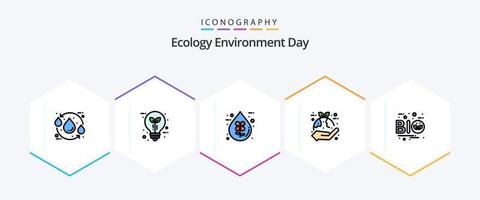 Ecology 25 FilledLine icon pack including eco. plant. leaf. liquid. eco vector