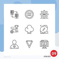 User Interface Pack of 9 Basic Outlines of path target maps achievement mail Editable Vector Design Elements