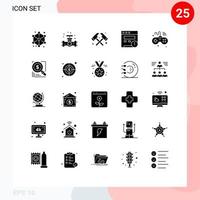 25 User Interface Solid Glyph Pack of modern Signs and Symbols of iot games plumbing website alert Editable Vector Design Elements