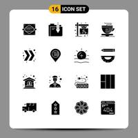 16 Universal Solid Glyphs Set for Web and Mobile Applications chevron coffee file cup board Editable Vector Design Elements
