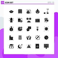 Set of 25 Commercial Solid Glyphs pack for worker office cooking man fragrance Editable Vector Design Elements