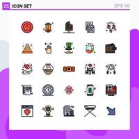 Mobile Interface Filled line Flat Color Set of 25 Pictograms of future electronic lantern cloth ice Editable Vector Design Elements