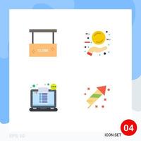 grupo de 4 iconos planos, signos y símbolos para el pago de belleza y spa, cierre de salón, venta, compras, elementos de diseño vectorial editables vector