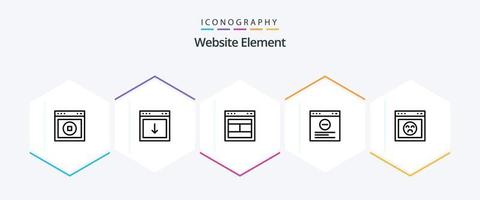 paquete de iconos de 25 líneas del elemento del sitio web que incluye el sitio web. navegador. elemento. sitio web. sitio vector