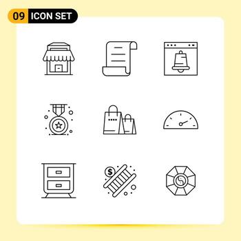 paquete de interfaz de usuario de 9 esquemas básicos de la insignia de la escuela del navegador de la bolsa de la compra elementos de diseño vectorial editables vector