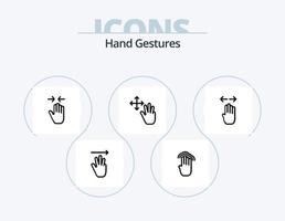 paquete de iconos de línea de gestos de mano 5 diseño de iconos. mano. hasta. toque múltiple. cursor de mano derecho vector