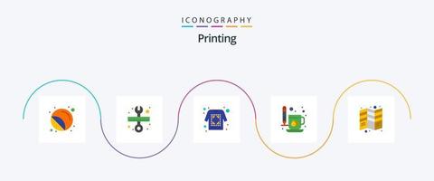 paquete de iconos de 5 planos de impresión que incluye impresión. bebida. escala. taza. bosquejo vector