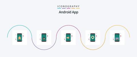 Android App Flat 5 Icon Pack Including application. navigation. app. location. app vector