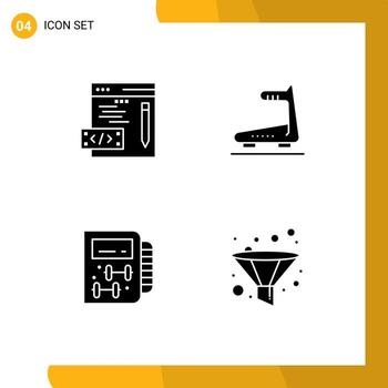 glifos sólidos vectoriales temáticos y símbolos editables de codificación de elementos de diseño vectorial editables de análisis de cinta de correr de máquinas saludables vector