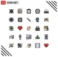 Group of 25 Filled line Flat Colors Signs and Symbols for cinema hardware task computer online Editable Vector Design Elements