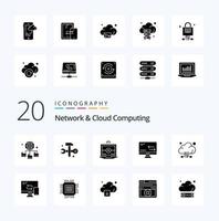 20 Network And Cloud Computing Solid Glyph icon Pack like storage cloud laptop technology connection