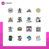 16 iconos creativos signos y símbolos modernos de bloqueo personal de parachoques de carretera que configuran elementos de diseño de vectores creativos editables