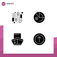 4 Universal Solid Glyphs Set for Web and Mobile Applications audio cargo connection data transport Editable Vector Design Elements