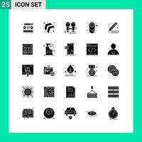 25 Solid Glyph concept for Websites Mobile and Apps pencil arts explore art children Editable Vector Design Elements