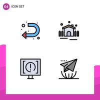 Pack of 4 Modern Filledline Flat Colors Signs and Symbols for Web Print Media such as arrow customer left patio service Editable Vector Design Elements