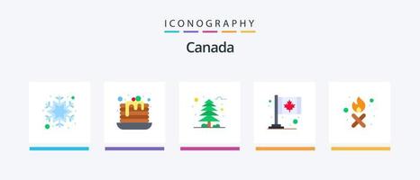 paquete de iconos flat 5 de canadá que incluye el fuego nacido. signo. bosque. lámina. Canadá. diseño de iconos creativos vector