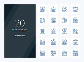 20 Spa Element Blue Color icon for presentation vector