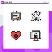 Set of 4 Modern UI Icons Symbols Signs for diploma like study jar add Editable Vector Design Elements